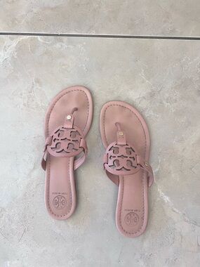 Tory Burch Nude Miller Logo Thong Sandals